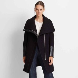 Halli Leather Trim Coat | Club Monaco